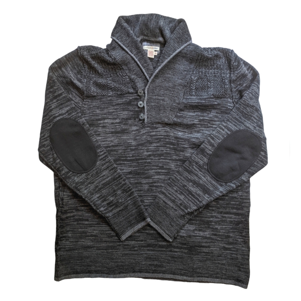 Men's Shawl Collar Knit Sweater - Charcoal Gray